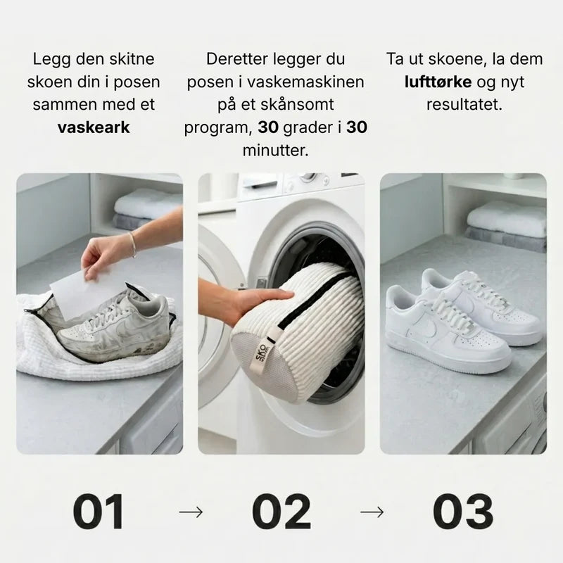 Skitne sko blir som nye på 30 minutter i vaskemaskinen